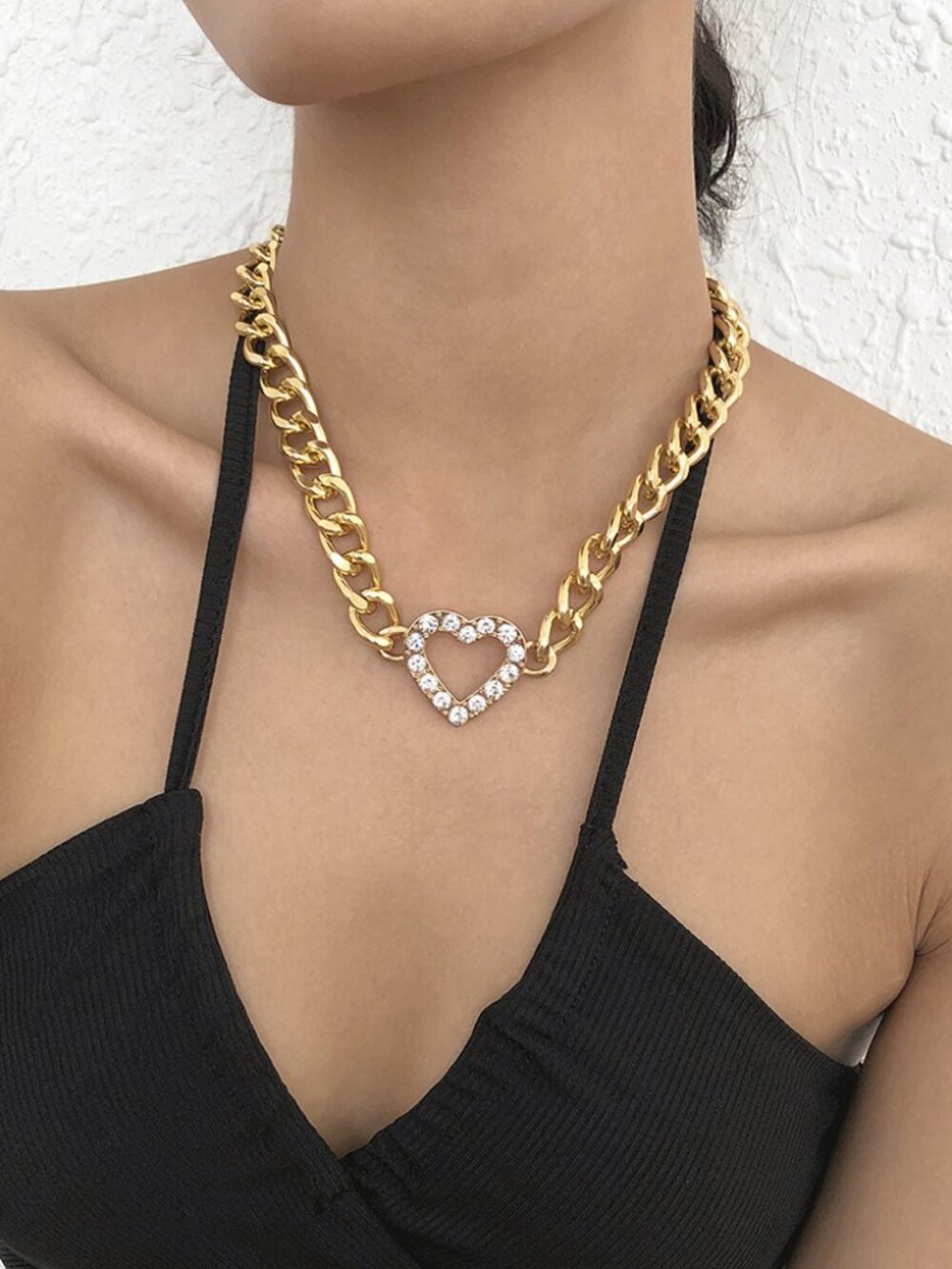 Gold Heart Chain Necklace goth